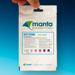 Ketone test strips from Manta Diagnostics